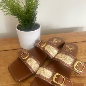 Vince Camuto Brown and Tan Sandals